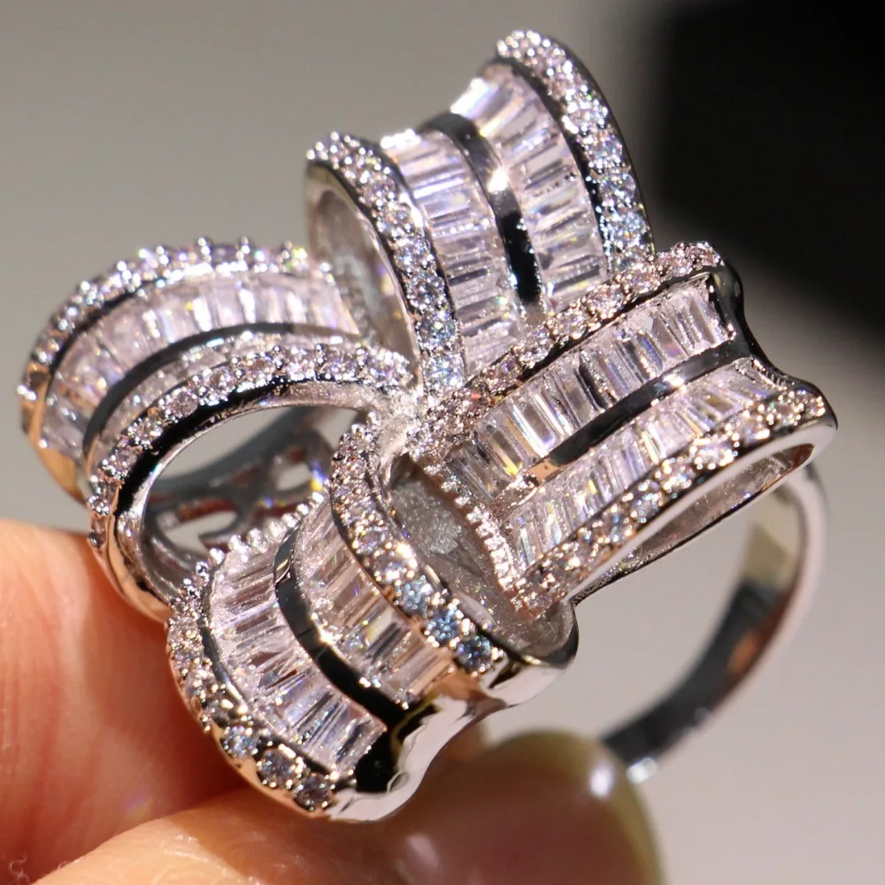 YaYI Jewelry Top Quality Princess Cut AAA+ White Cubic Zirconia Silver Color Engagement Wedding Heart Rings Party Rings Gifts