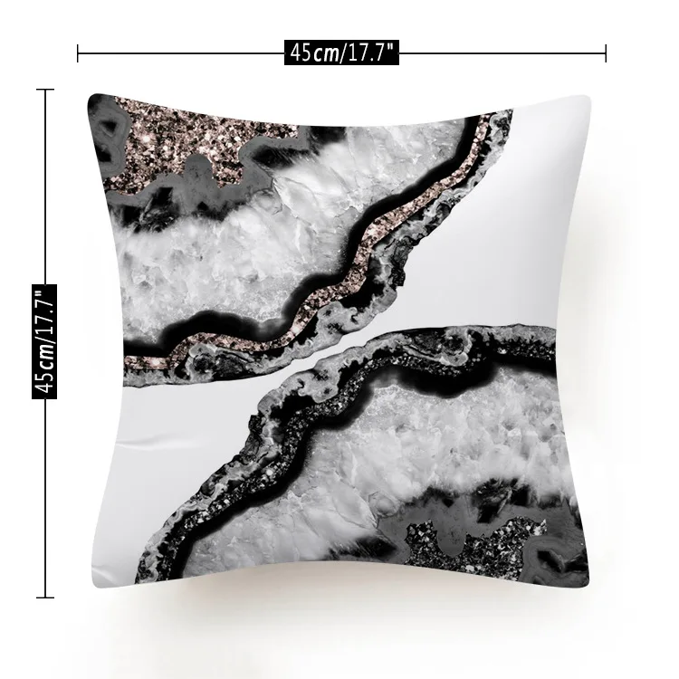 Polyester Marble Agate Texture Print Cushion Cover Hot Pink/Gold/Black Pillows Cover Livingroom Couch Decorative Throw Pillows