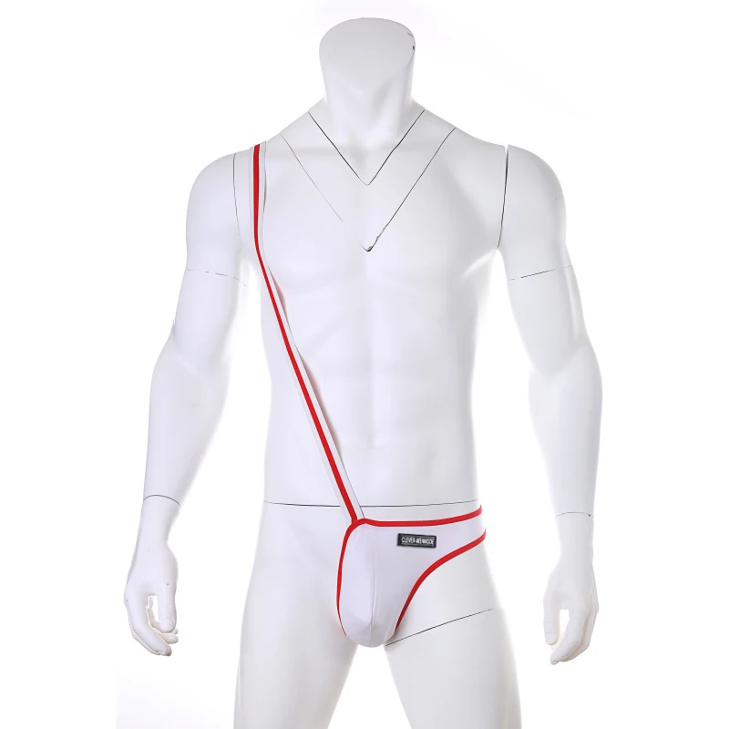 CLEVER-MENMODE Sexy Lingerie Mankini Bikini Underwear Men Erotic One-Piece G-String Thongs One Shoulder Straps T Back Costume