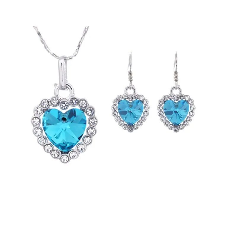 Exquisite Water Drops Austria Crystal Bridal Wedding Jewelry Set Women's 925 Sterling Silver Necklace Earrings Set Gift