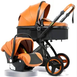 Luxury Baby Stroller 3 in 1 With Car Seat High Landscape Pram For Newborns Travel System Baby Trolley Walker Foldable Carriage