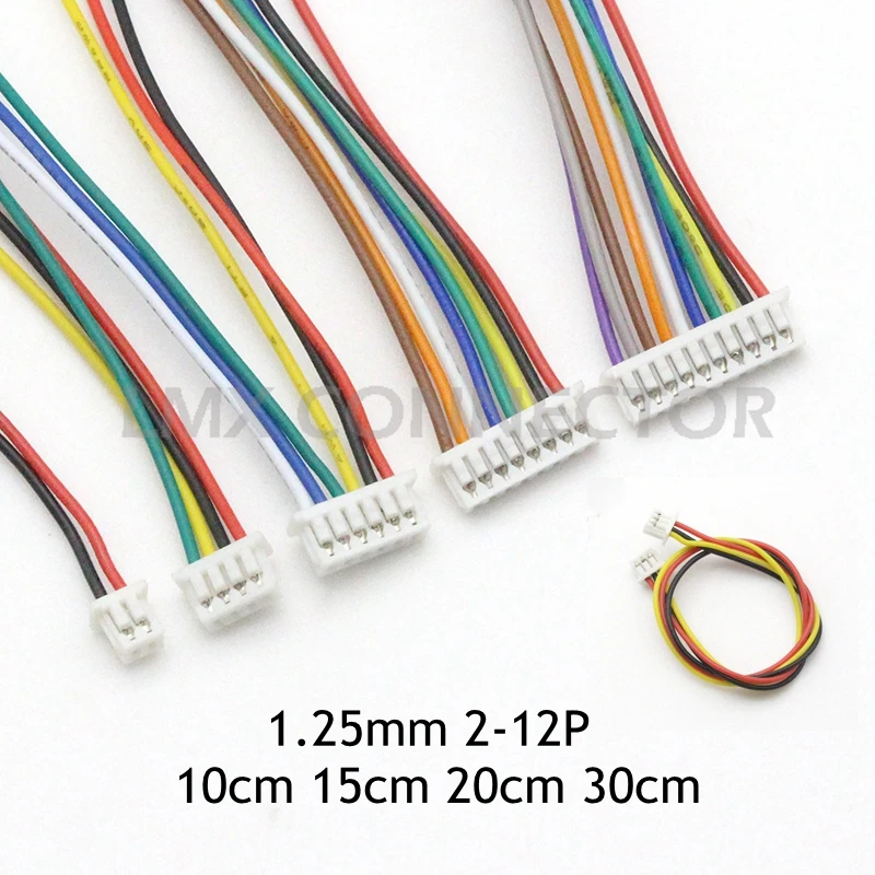 

5PCS MICRO JST 1.25mm Pitch Female Connector Wire 10CM 15CM 20CM 30CM Cable 28AWG 2/3/4/5/6/7/8/9/10/11/12 Pin Double Head