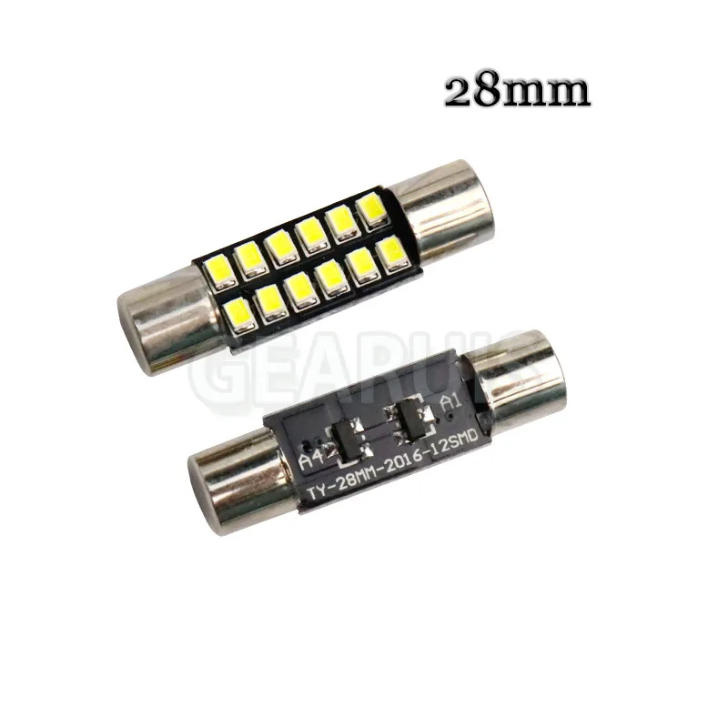 100pcs AC 12V T6 Festoon Dome T6.3 28mm 31mm 12 SMD 2016 LED Light Bulb Car Vanity Mirror Lights Sun Visor Fuse Light White 12V