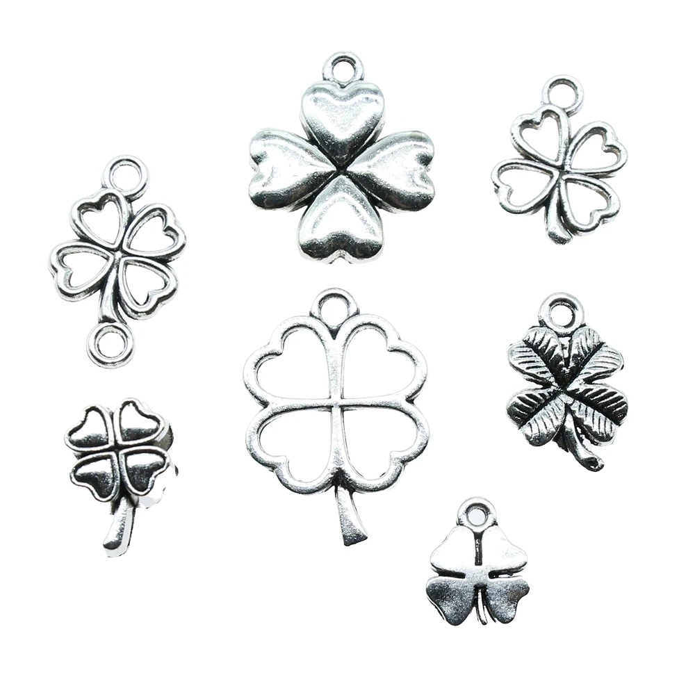 20pcs Clover Pendant Charms Antique Silver Color Lucky Clover Charms Jewelry DIY Clover Lucky Charms For Bracelet Making