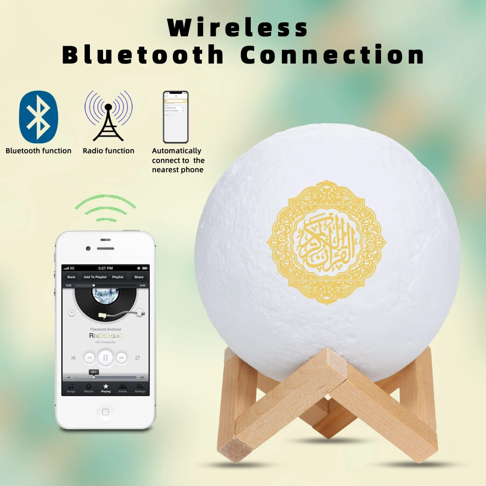 Quran Speakers APP Remote Control Colorful Moonlight Night Light veilleuse coranique Lamp Moonlight Wireless Quran Speaker