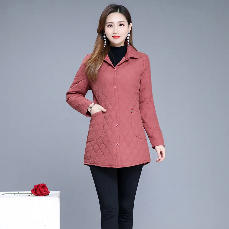 Autumn winter Warm thin quilted jacket Long-sleeved Jacket Parkas new middle age women cotton-padded tops mother Cotton coat