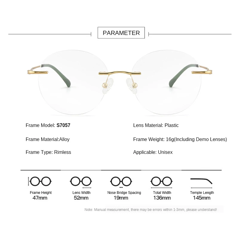 Titanium Alloy Rimless Glasses Frame Men Ultralight Round Eyeglasses Myopia Prescription Frames For Women Optical Eye Glass