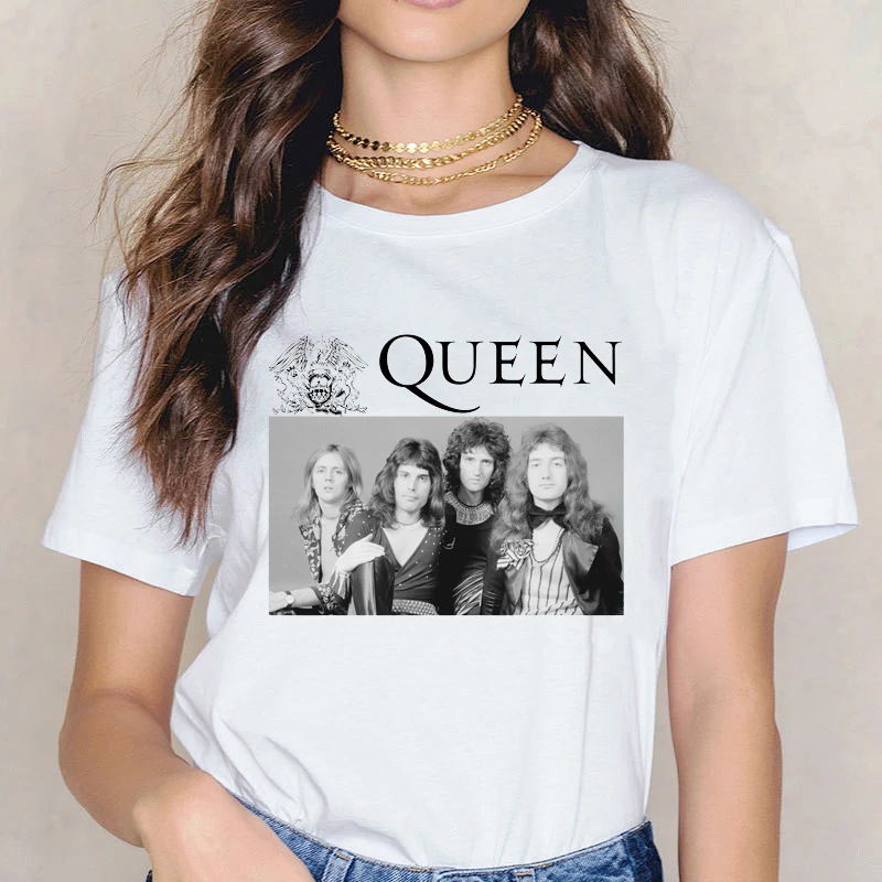 

Vintage the queen band shirt women tshirt Freddie Mercury t shirt femme hip hop rock streetwear gothic tops female t-shirt tees