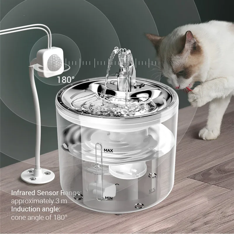 

Automatic Pet Water Fountain, Dog Waterer Dispenser, Smart Drinker for Cats, Drinking Bowls, Quiet Pump, 2.6L, New