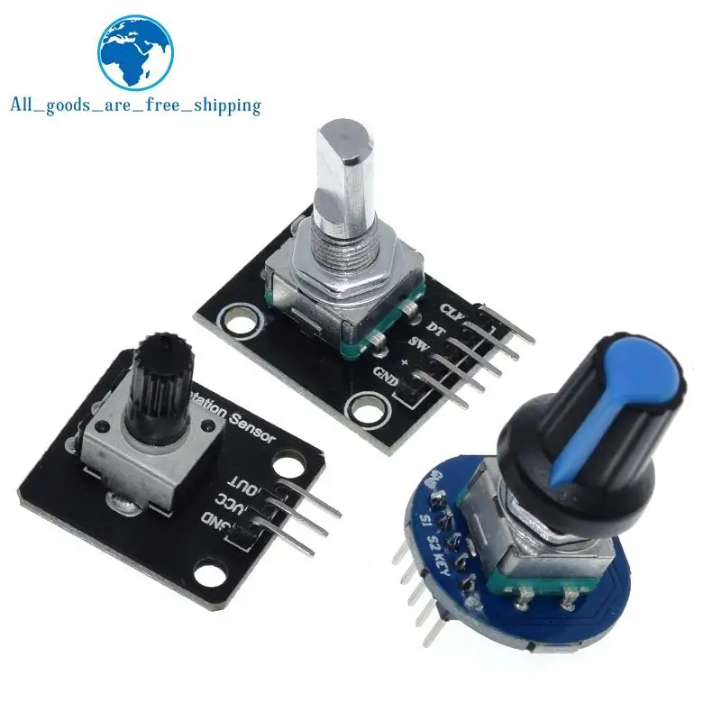 

360 Degrees Rotary Encoder Module Rotary Potentiometer Analog Knob Module for Arduino KY-040 RV09 Rotary Encoder EC11 Knob Cap