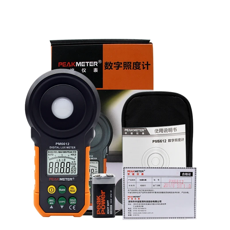 

PEAKMETER PM6612 Luxmeter Auto Range High Precision Digital Environmental Lux-Meter With 200,000 Spectra Tester