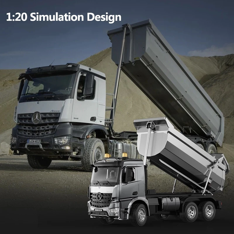 1:20 Large Simulation Scratch RC Dump Truck Remote Control Alloy Material 16CH 30KG Load Oped Door Remote Control Truck