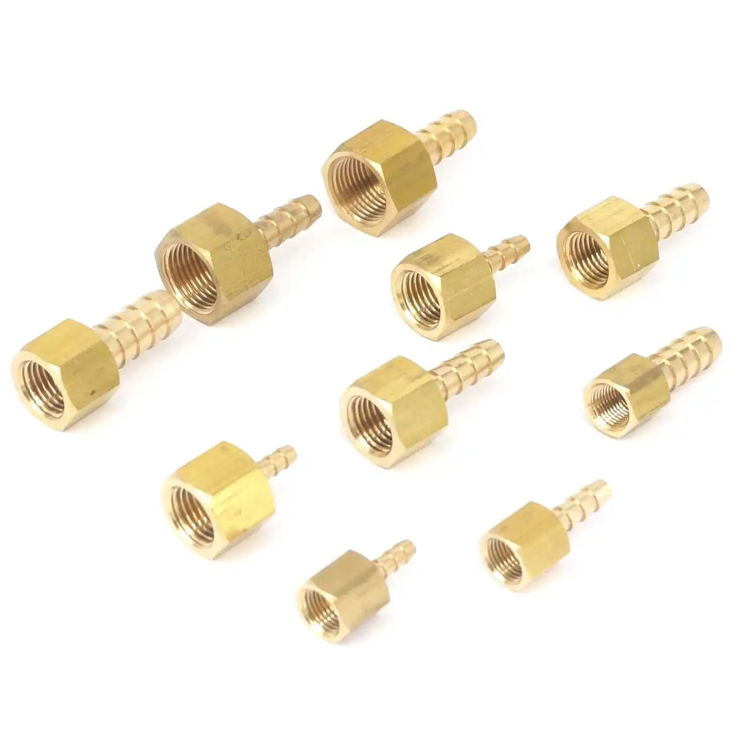 

Fit Tube I.D 1/8" 3/16" 1/4" 5/16" 3/8" 1/2" Barbed -1/8" 1/4" 3/8" NPT Female Brass Fittings Connectors Adapters