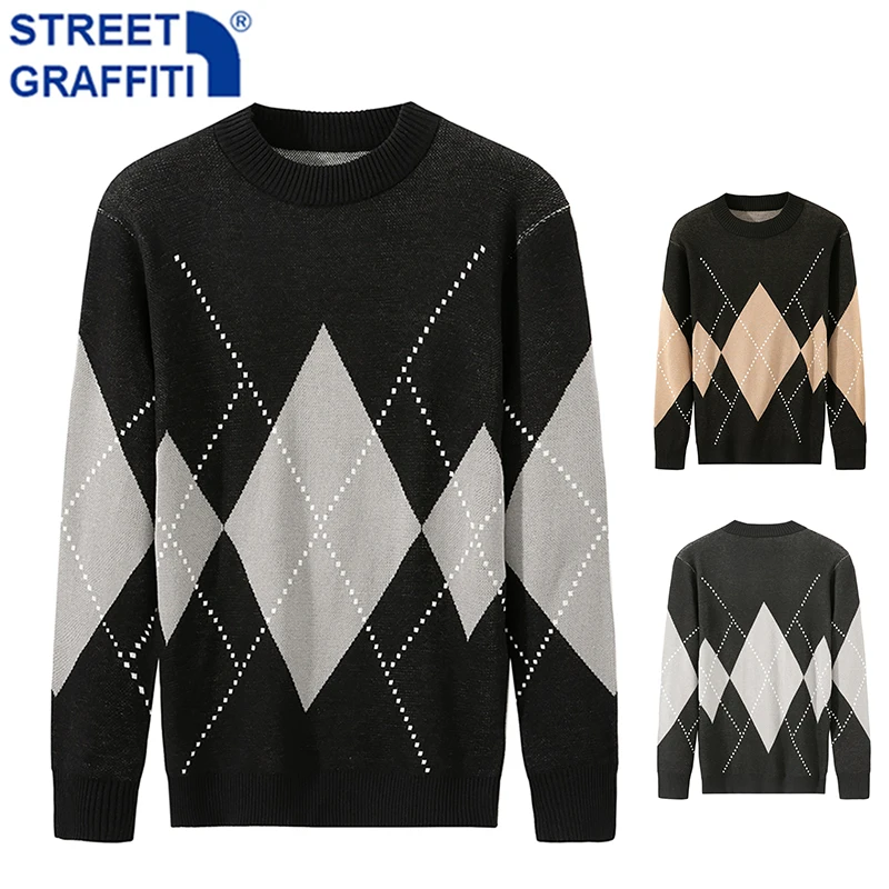 

Men Autumn New Casual Cotton Hip Hop Sweater Pullovers Men Spring Fashion O-Neck Knitted Sweater Jumpers Streetwear Sweaters