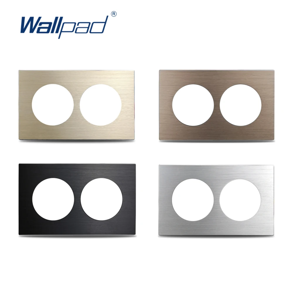 Wall Switch Socket Plate Double Brushed Aluminum Frame Black Silver Gold Brown For L6, 146 * 86mm