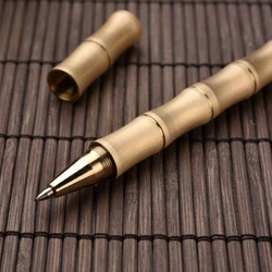 Geborsteld Afneembare Bamboo Rollerball Pen Gouden Matte Gouden Metalen Briefpapier Kantoor Schoolbenodigdheden Schrijven