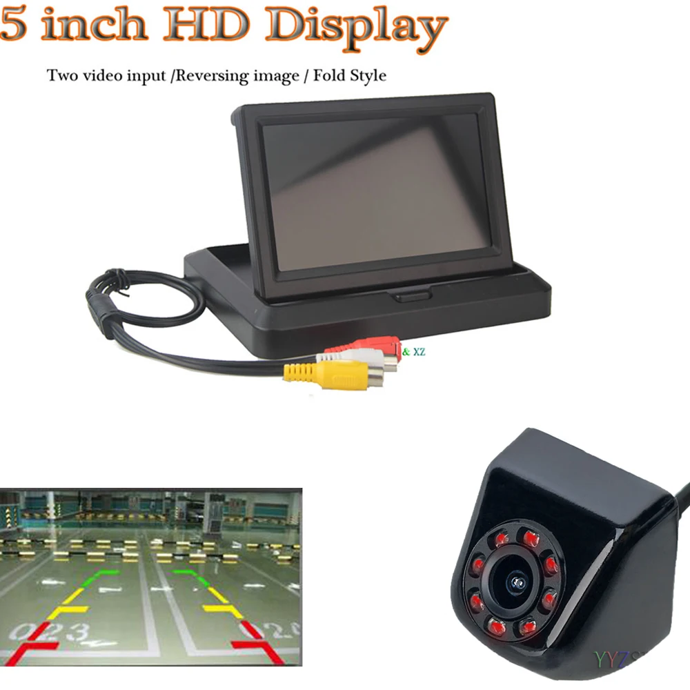 

High Definition 5 Inch HD Car Monitor With CCD IR Night Vision Rear View Camera Waterproof Backup Parking Assistance