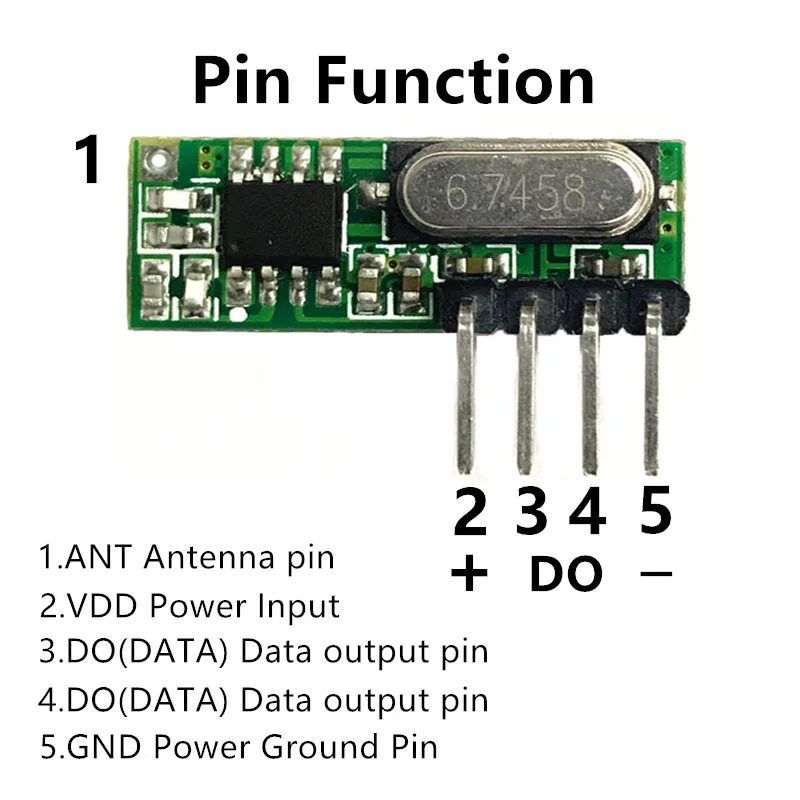 RF Wireless receiver Module 433 MHz Superheterodyne small size 2.2V-5.0V low power For 433Mhz remote control Switch RX500-4