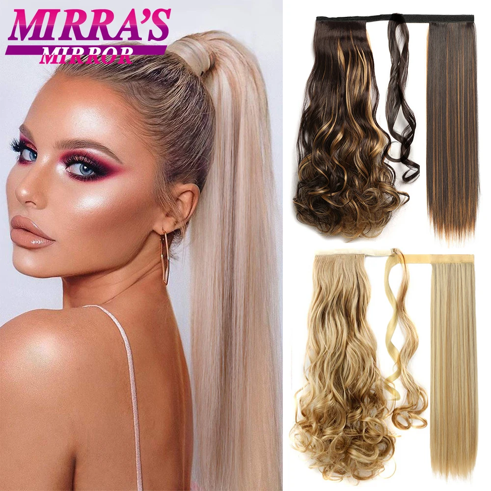 

Ponytail Hair Extension Synthetic Wrap Around Pony Tail Long Straight Smooth Clip in Ponytail Hair Afro Hairpiece