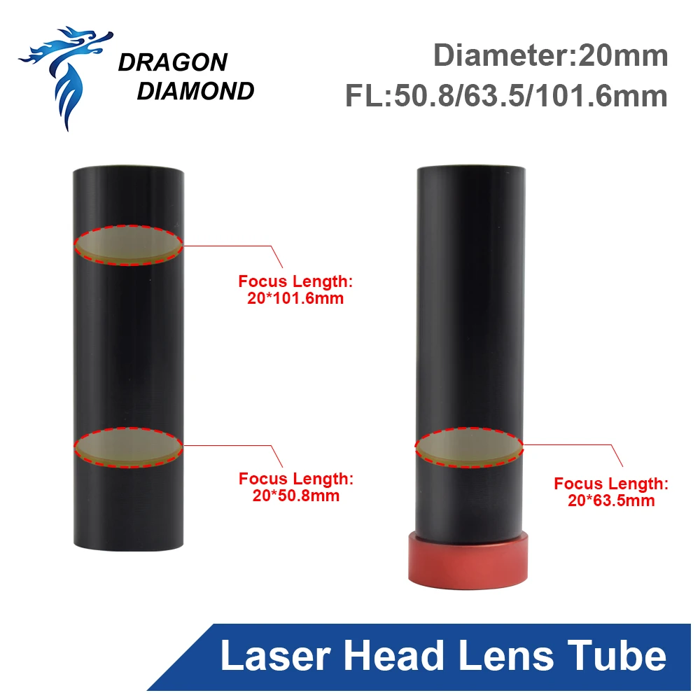 CO2 Laser Head Lens Tube + Air Nozzle Outer Diameter 25mm for Lens Dia.20 FL 50.8/63.5/101.6mm for CO2 Laser Cutting Machine