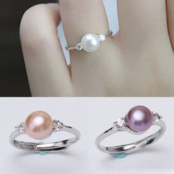 Exquisite Women Korean Pink Pearl Zircon Ring Charming Sexy Women Open Adjustable Finger Ring Wedding Anniversary Gift