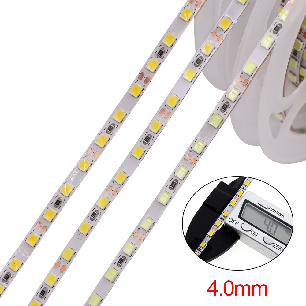 Imagem -03 - Flexível Led Strip Light para Backlight Corda Estreita Light Lâmpada de Fita mm 5m Dc12v 2025 168leds por m mm 2835 120leds por Metro