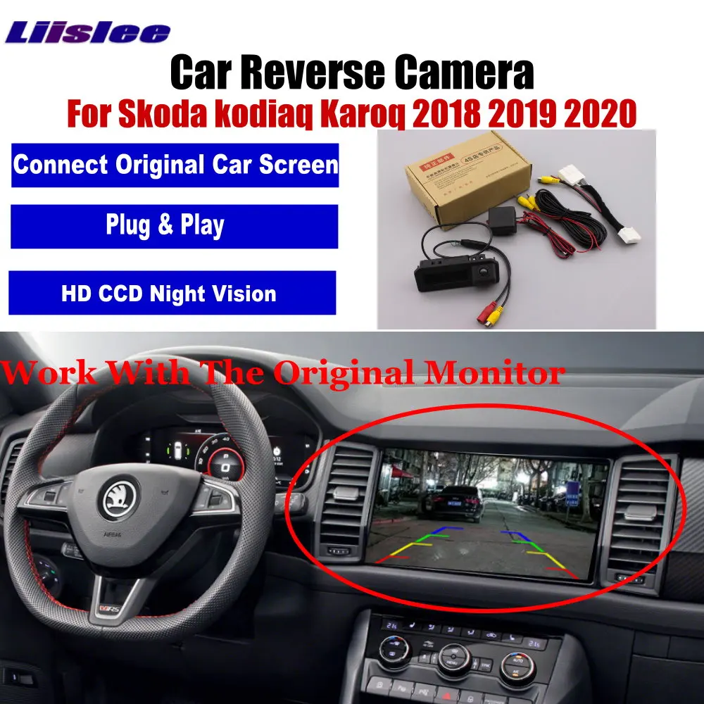 For Skoda Kodiaq/Karoq 2017-2023 Car Rear View Camera Adapter Parking RCA HD CCD CAM OEM Display Reversing Image Upgrade Kit