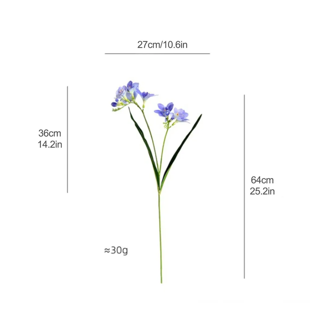 Fake Flower Butterfly Artificial 3D Cymbidium Wedding Purple Decor With Leaves Home Blue Iron Wire Bendable Two-forked Orchid