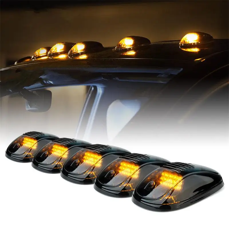 5pcs Amber LED For Ranger F150 Hilux Cab Roof Top Marker Lights Dome lamps For Universal Pickup Truck SUV 4x4 Roof  Rack light