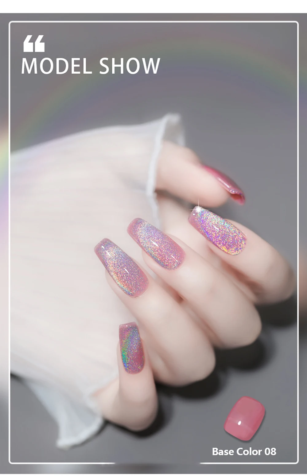 Vendeeni 15ml Universeller Regenbogen-Katzenaugen-Gel-Nagellack Laser-Glitzer Magnetischer Gel-Lack Kann mit Jeder Grundfarbe Kombiniert Werden – Detail 3