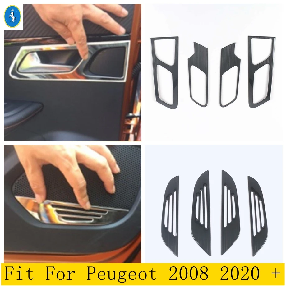

Inner Car Door Doorknob Handle Bowl Stereo Speaker Audio Loudspeaker Sequins Cover Trim For Peugeot 2008 2020 - 2022 Accessories