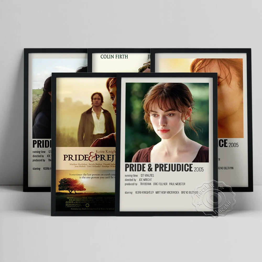 ملصق فيلم Pride & Prejudice، صورة جدارية لغطاء كتاب جين أوستن، لوحة جدارية على شكل فيلم عتيق، مجموعة المشجعين المطبوعات الفنية
