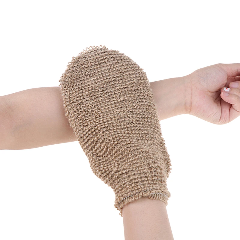 1Pcs Fibre Bath Gloves Exfoliating Skin Wash Foam Towel Massage Back Shower Scrubber Hemp Body Cleaning Towel Sponges