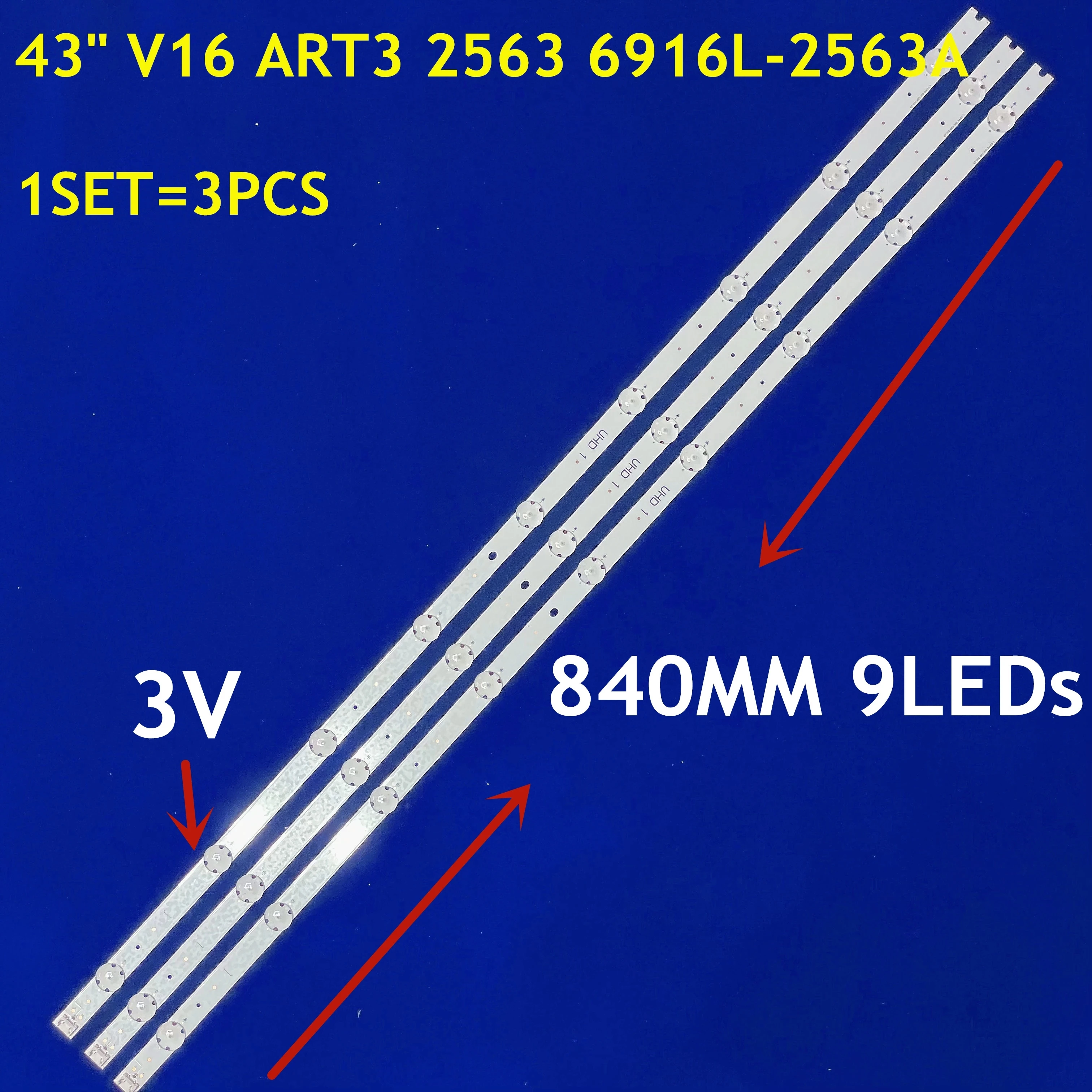 Retroiluminação LED para 43 ''V16 ART3 6916L-2563A 2550A 43LW340C-UA 43UH604V 43UH650V 43UH652V 43UH654V 43UH656V LC430DGG, 15pcs