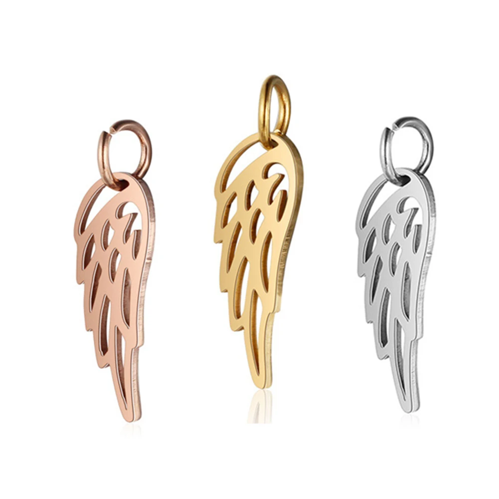 

5Pcs Wholesale Stainless steel wings fine polished Pendant Charms Angel Wings Charm for Diy Jewelry Making Findings