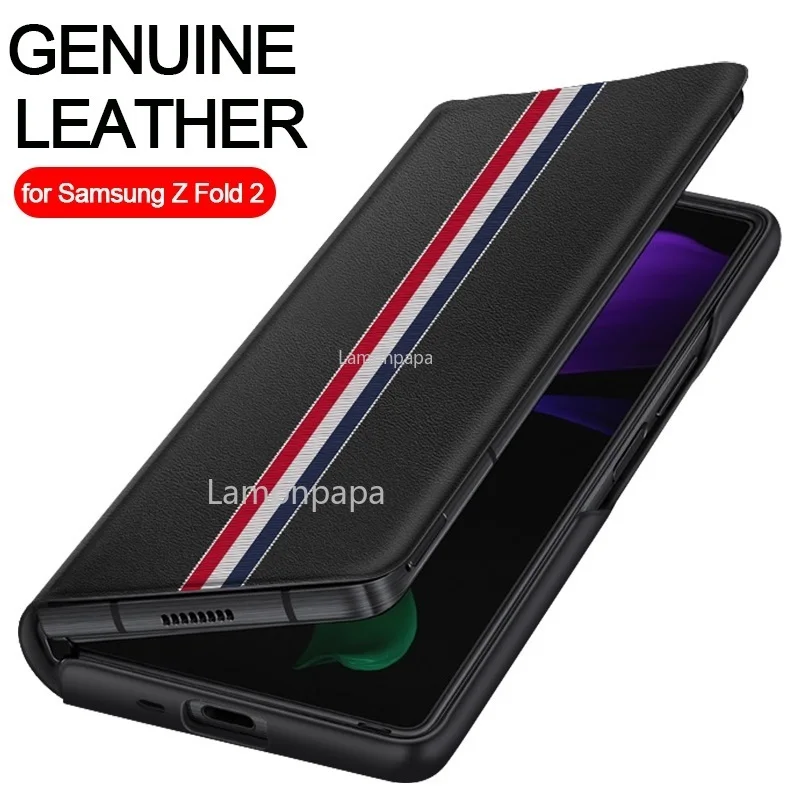 

Luxury Flip Case for Samsung Galaxy Z Fold 2 5G Retro Genuine Leather All-inclusive Shockproof Cover for Samsung Z Fold 2 Case