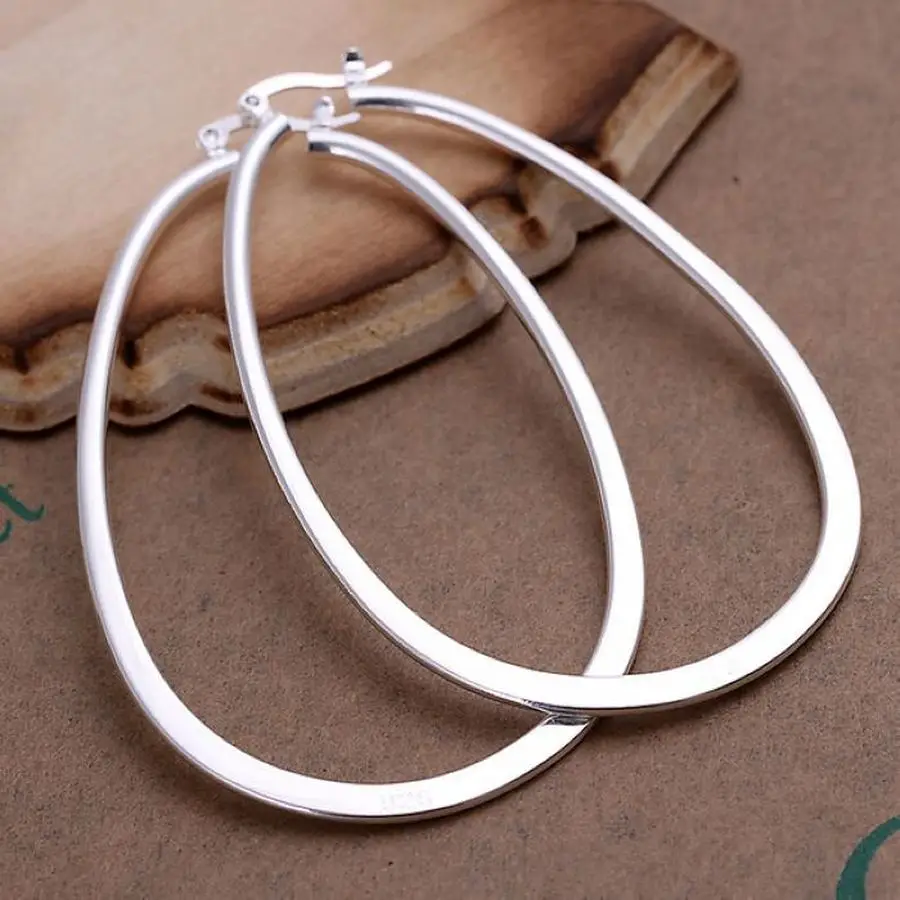 925 Sterling silver Earring Noble design elegant fashion women big Earring Jewelry free shipping lady cute wedding gifts hoops