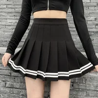 Falda de retazos de estilo coreano Vintage, faldas plisadas negras Harajuku JK, ropa de calle gótica, minifalda de cintura alta, falda Punk para mujer