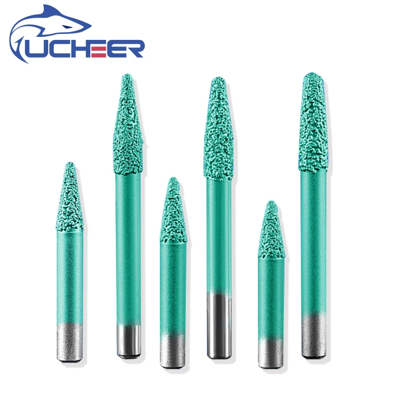 UCHEER 1pcs tapered ball head Brazing stone engraving bits marble carving tools CNC router stone milling cutter for granite