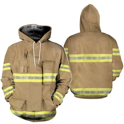 Traje del Departamento de Bomberos, sudadera completamente estampada en 3D, Sudadera con capucha con estampado 3D y cremallera para hombres y mujeres, nuevo estilo, prendas de vestir exteriores Harajuku, envío directo