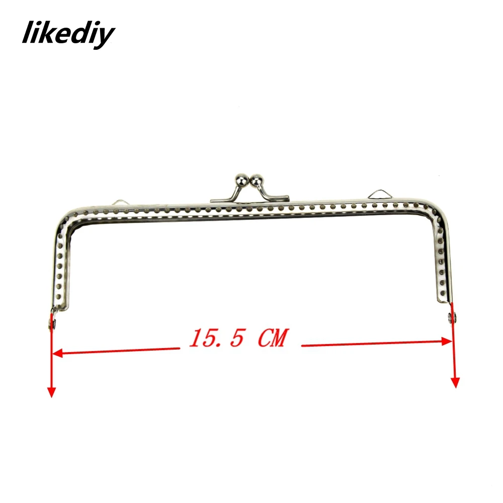 1 Piece Square Glossy Silver Basic Metal Purse Frame Kiss Clasp Lock DIY Bag Accessories 8.5/10.5/12.5/15.5/18 CM
