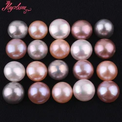 10mm 3A Grade Half Drilling Freshwater Pearl Button Beads Natural Stone Beads For Jewelry Making DIY Earring Fashion 1 Pair