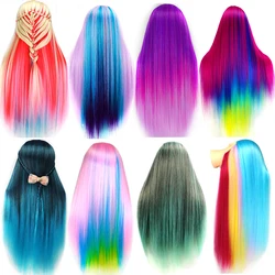 Cosmetology Mannequin Doll Head With Rainbow Color Hair For Braiding Hair Styling Training Hairart Hairdressing Salon Display