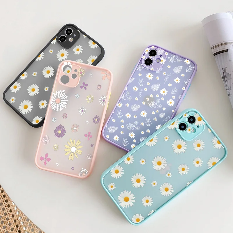 Etui na telefon Daisy Flowers do iphone 15 11 12 14 13 16 Pro Max 7 8 Plus SE2 do iphone X XR XS Florals Back Shockproof Cover