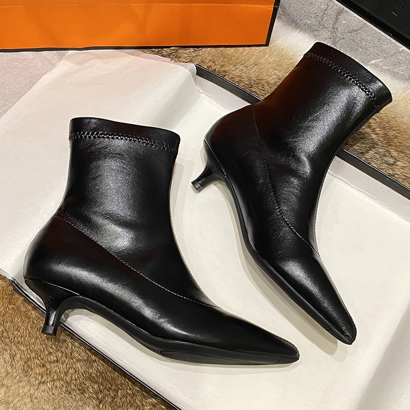 Size 34-41 High Heel Sexy Women Pointed Toe Ankle Boots British Woman Footwear Female High Heeled Boots New Slip On Sexy  Boots