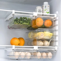 Organizador de nevera de 1 piezas, caja de almacenamiento de huevos de frutas, cajón debajo del estante, organizador de cocina para mantenimiento fresco