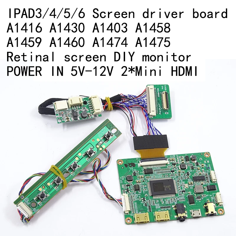 2K MiniHDMI-compatib Controller Board for iPad 3 4 9.7Inch LP097QX1 SPA1 SPAV SPC1 EDP Signal 4-Channel 51-Pin LCD Display Panel