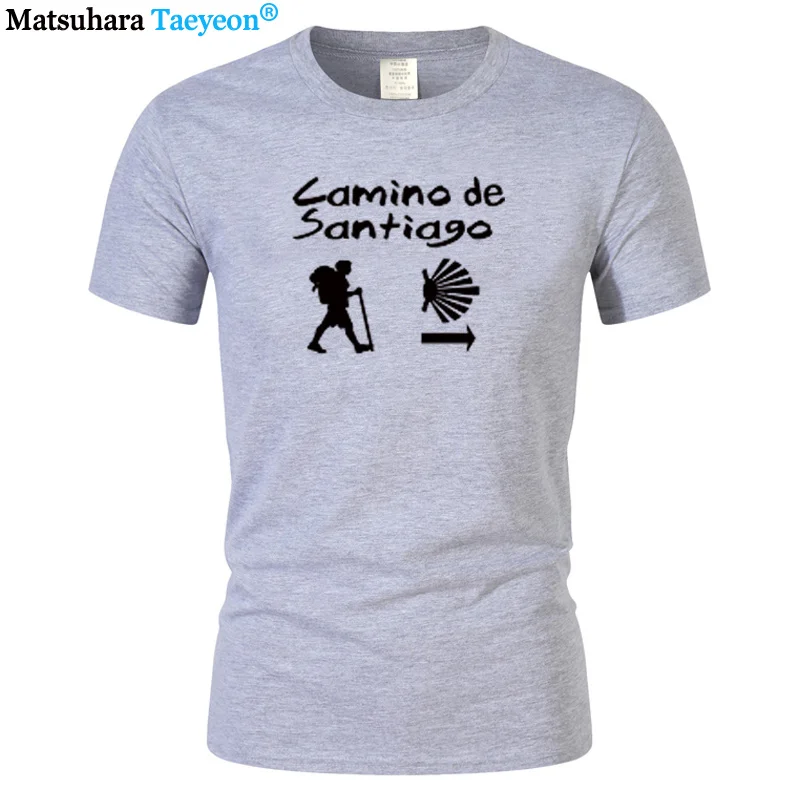 Men's Casual O-Neck Cotton T-Shirt, Loose Top, Camino De Santiago, Compostela Pilgrims, Fashion Trend, Harajuku