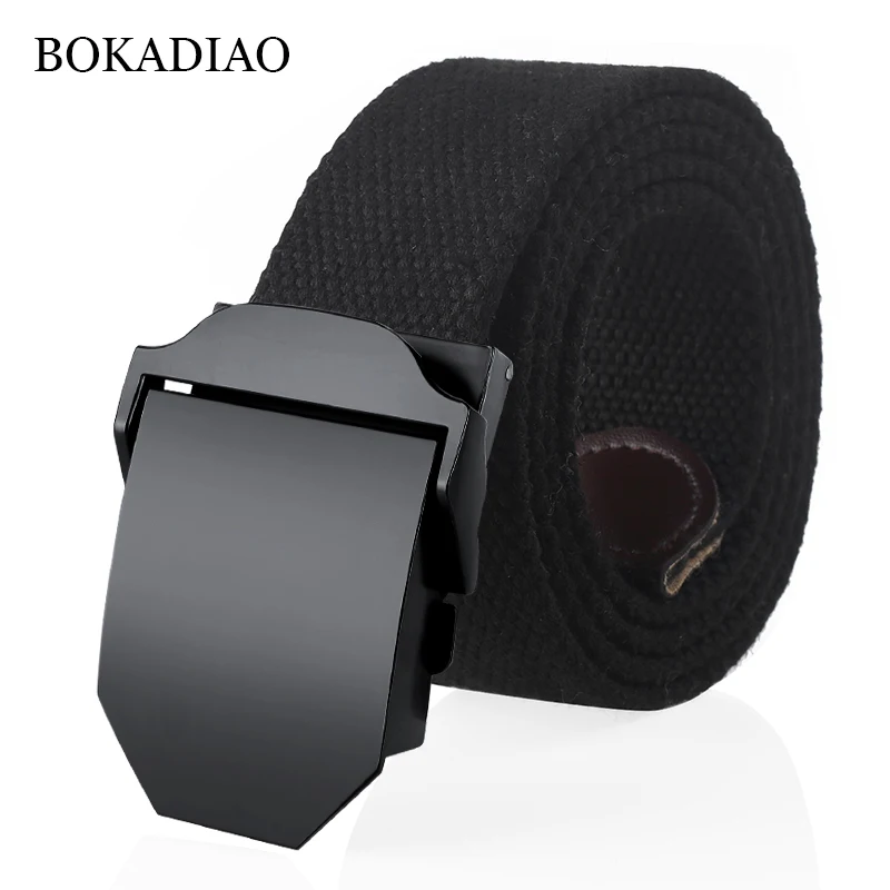 Bokadiao Heren En Dames Militaire Canvas Riem Luxe Black Metal Gesp Jeans Riem Leger Tactische Riemen Voor Vrouwen Tailleband Band Man