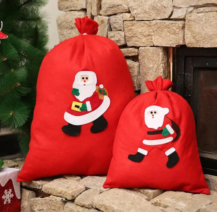 Red Christmas Gift Bags Large Candy Bag Xmas Sack Drawstring Bag Non-Woven Snowman Santa Claus Sack Bags For Kids Gift Pouch SN